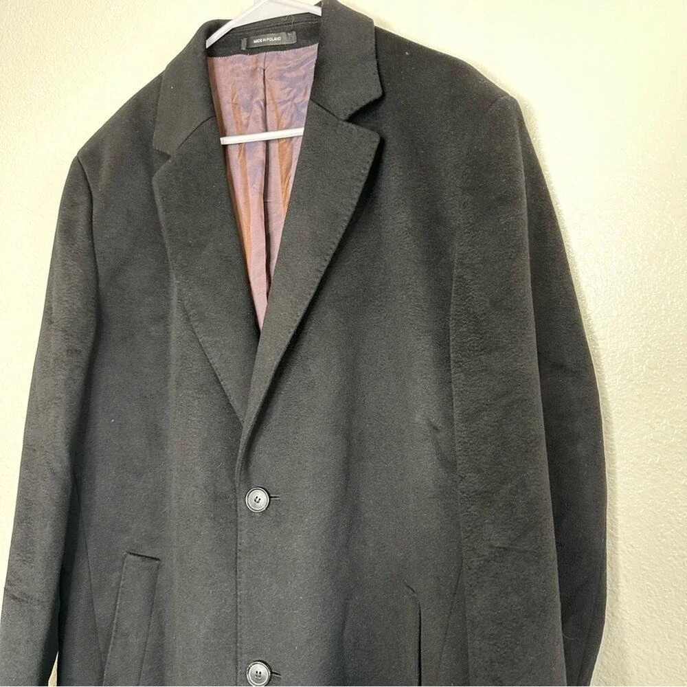 Boss Hugo Boss Wool Cashmere Blend Black Coat 44L